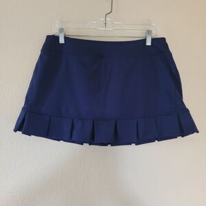 Zella Skort Skirt Sz Large Blue Casual Tennis Pickleball Pockets Preppy Pleated